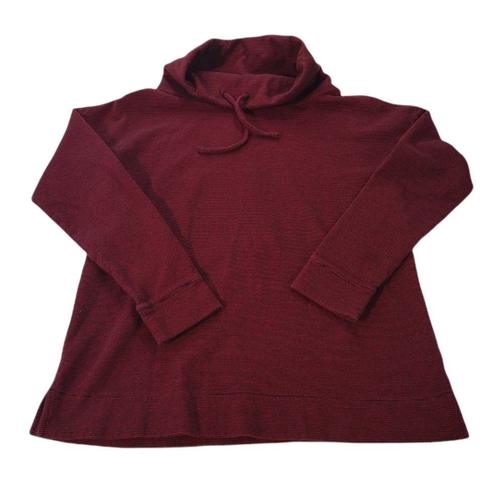 Talbots Pinstripe Cowl Neck Sweater Small Red Black Cotton Nylon